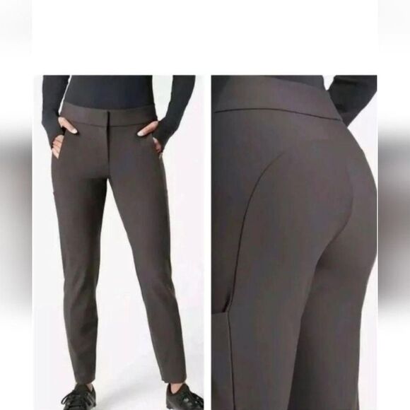 Athleta Stellar Trouser Gray Zip Ankle Pants Straight Travel Office Sz 4 - Picture 1 of 5